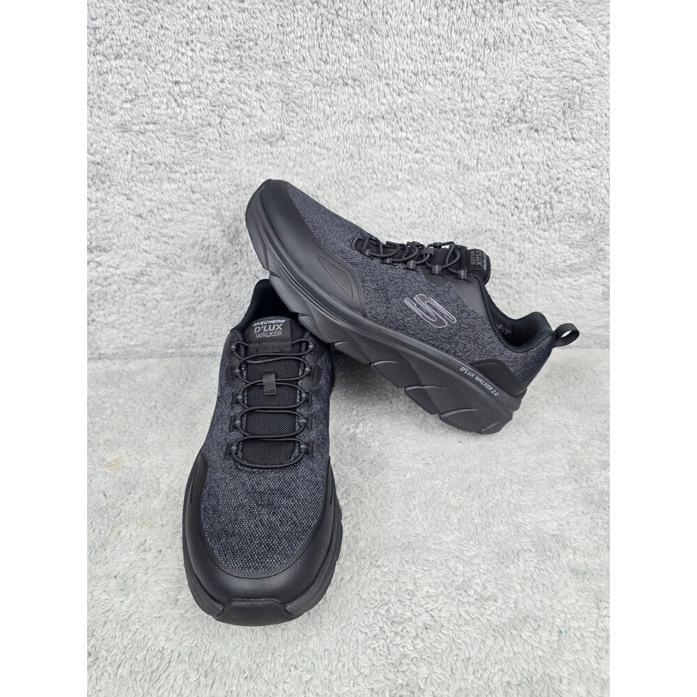 Skechers D’Lux Walker 2.0 Size 11.5 Men Wide Black Gray Extra Wide Comfort Shoes